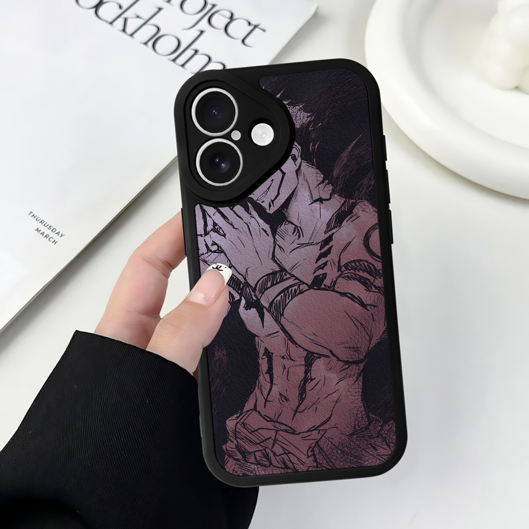（画像用） 呪術廻戦 Jujutsu Kaisen 【iPhone 16シリーズ対応】シリコンスマホケース（レザー調） 材質：シリコン